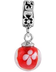 SilveRado(tm) MMD020 Murano Glass Dangle Ball Beauty Queen Bead / Charm