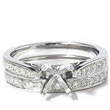 14k White Gold .30CT VS Diamond Semi Mount Engagement Ring & Matching Band Set