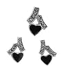 Sterling Silver Pendant and Earrings Set - Heart Shape Black Onyx