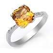 14k White Gold Clover Shaped Citrine and Diamond Ring