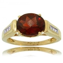 Garnet & Diamond Ring 2.5CT in Solid 10K Yellow Gold