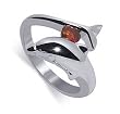 Sterling Silver Round Shaped Garnet Gemstone Polished Finished 4mm Wide Band Dolphin Ring Size 4.5, 5, 5.5, 6.5, 7.5, 8.5, 9, 9.5, 10