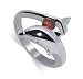 Sterling Silver Round Shaped Garnet Gemstone Polished Finished 4mm Wide Band Dolphin Ring Size 4.5, 5, 5.5, 6.5, 7.5, 8.5, 9, 9.5, 10