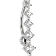 Solid 14kt White Gold Top Mount Cubic Zirconia Square Journey Belly Ring