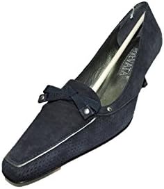 Prevata Donna Nappa Navy Blue Suede Kitten Heel Pumps Low 2" Heel Size 5.5 B