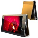 ALBUM 7 inch High-Resolution Digital Photo Viewer - Tan Leather Case and Silver Metal Case