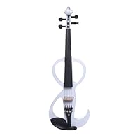 Cecilio CEVN-3W 4/4 Full Size Electric Silent Solidwood Violin w/ Ebony Fittings in Pearl White Metallic