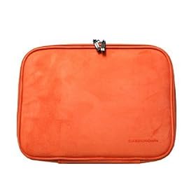 Asus 1003HAG 10 inch Netbook CaseCrown Check Point Friendly Double Memory Foam Laptop Sleeve - Orange Faux Suede