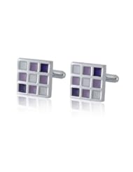 Home: 2 Plaid Pattern Alloy Plated Mens Cufflinks M. by Preciastore - Preciastore