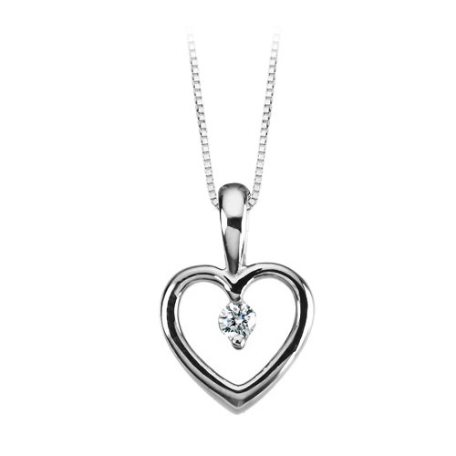 Click here for Platinum 0.07 ct. Diamond Heart Pendant with Chain prices