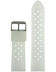 Watch Band Silicone Rubber White Breathable Strap Stainless Buckle Waterproof Fits 22 millimeters