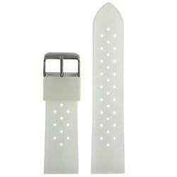Watch Band Silicone Rubber&nbsp;White Breathable Strap Stainless Buckle Waterproof Fits 20 millimeters