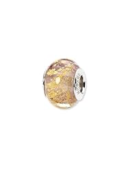 Sterling Silver Lavender/Gold Italian Murano Glass Charm