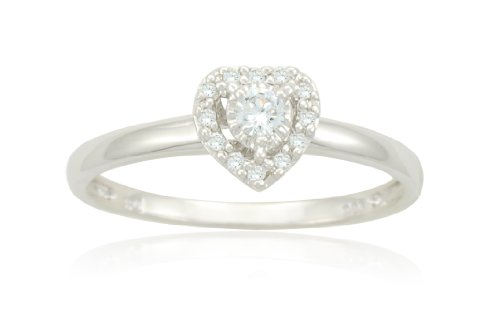 Sterling Silver Heart Cluster Diamond Ring (0.15 cttw, I-J Color, I2-I3 Clarity), Size 7
