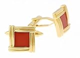 18ct yellow gold cufflinks with red jasper
