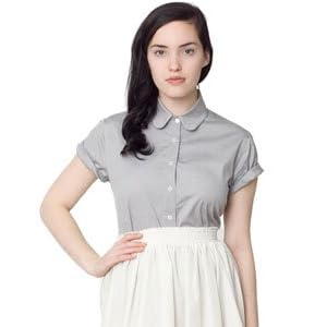 Buy American Apparel Pinpoint Oxford Round Collar Short Sleeve Button-Up Shirt by American Apparel