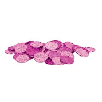 Plastic Coins (asstd cerise & pink)    (100/Pkg)