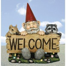 Gnome Raccoon Squirrel Welcome Statue 3D