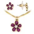 Gold White Metal with Clear Swarovski Crystal Set, Weight: 12.60gm - Amethyst Flower Gold White Metal with Clear Swarovski Crystal Set, Weight: 12.60gm - Amethyst Flower