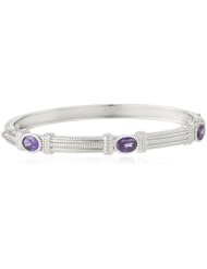 Judith Ripka "Giftables" 3 Oval Stones Berge Purple Bangle Bracelet