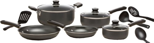 WearEver C957SC74 Admiration Nonstick 12-Piece Dishwasher Safe Cookware Set, Gray