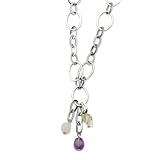 Chisel Stainless Steel Citrine, Amethyst, Rose Quartz 20 with 2 Inch Extension Necklace