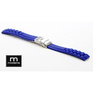 22mm Royal Blue MODENA President style Italian Rubber Watch Band w/ Deployment Buckle (Watch)