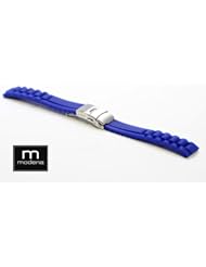 22mm Royal Blue MODENA President style Italian Rubber Watch Band w/ Deployment Buckle