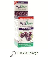Natrol - Pure Acai Berry Weight Loss Detox Diet Capsules, 75ct Bonus Size