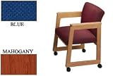 Flared Arm Chair Mahogany Blue With Casters. Package of 2