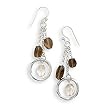 Triple Strand French Wire Earrings with Clear and Smoky Quartz Beads