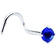 Sapphire Blue Cubic Zirconia Nose Screw