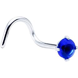 Sapphire Blue Cubic Zirconia Nose Screw