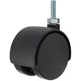 Twin Wheel Caster Solutions TWHN-50N-T03-BK 2" Diameter Nylon Wheel Hooded Non-Brake Caster, 1/4-20" Diameter x 1" Length Threaded Stem, 110 lb Capacity Range