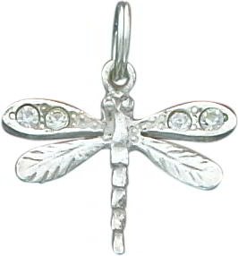 Sterling Silver Crystal Dragonfly Charm