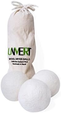 Unvert Premium 100% Handmade New Zealand Wool Dryer Balls, All-natural Fabric Softener 3-Pack