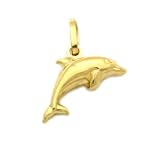 14K Gold Hollow Dolphin Italian Pendant Yellow Gold Charm
