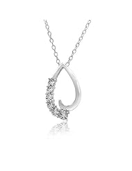 Journey Diamond Tear Drop Pendant-Necklace in Sterling Silver (18in Sterling Silver Chain)