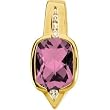 14K Yellow Gold Pink Tourmaline and Diamond Pendant