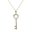 10k Gold Two-Tone Heart Key Pendant, 18