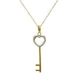 10k Gold Two-Tone Heart Key Pendant, 18