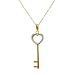 10k Gold Two-Tone Heart Key Pendant, 18"
