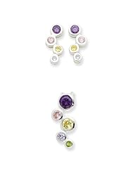 Sterling Silver Multi-colored CZ Earrings & Pendant Set
