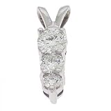 14k White 3 Stone 0.88 Ct Diamond Pendant