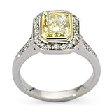 2.00 Carat Fancy Yellow Diamond Ring In Platinum. Size 5