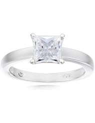 Sterling Silver Swarovski Zirconia 1cttw Princess Solitaire Engagement Ring