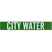 Brady 7054-1HV 4" Height, 24" Width, B-946 High Performance Vinyl, White On Green Color Self-Sticking Vinyl Pipe Marker, Legend "City Water"