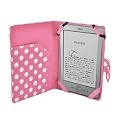 Funda/Case Protector Polka Dot a medida Rosa Cuero sint�tico (PU) Para AMAZON Kindle 4 / Kindle Paperwhite