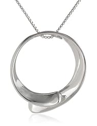 Sterling Silver Mobius Round Pendant Necklace 18"
