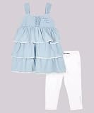 Calvin Klein Girls Tiered Denim 2 Piece Outfit blue/white, 6 Calvin Klein Girls Tiered Denim 2 Piece Outfit blue/white, 6